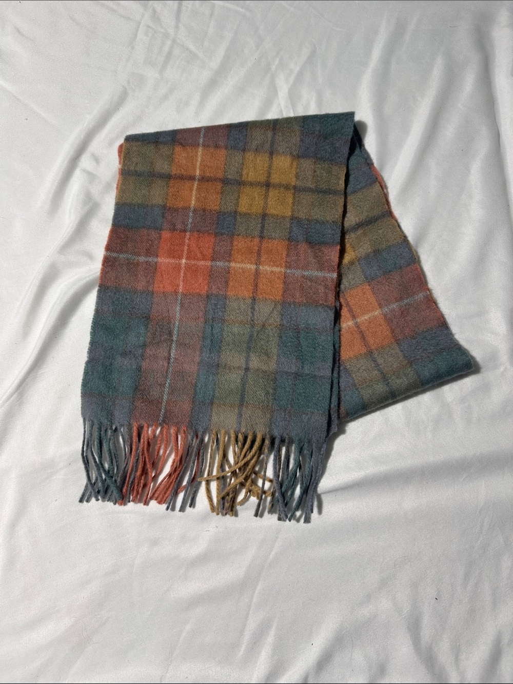 Edinburgh 100% Cashmere Tartan Plaid Scarf Fringe Preppy Old Money